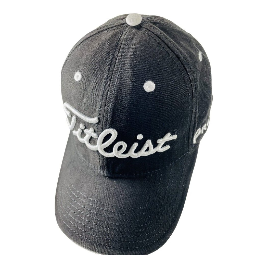 Titleist FJ Pro V1 Logo Golf Baseball Cap Hat Adjustable Black White Embroidered - Picture 5 of 12